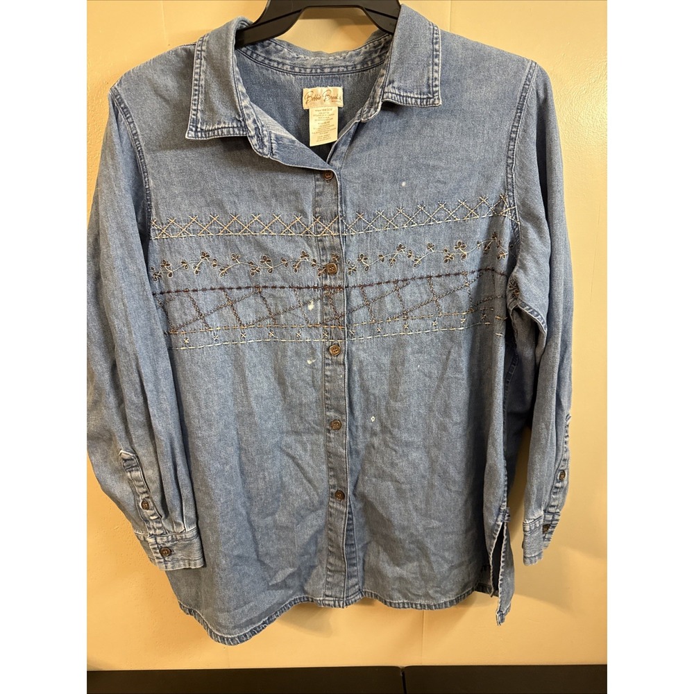 Bobbie Brooks Vintage Embroidered Jean Button Down 18/20 Women's